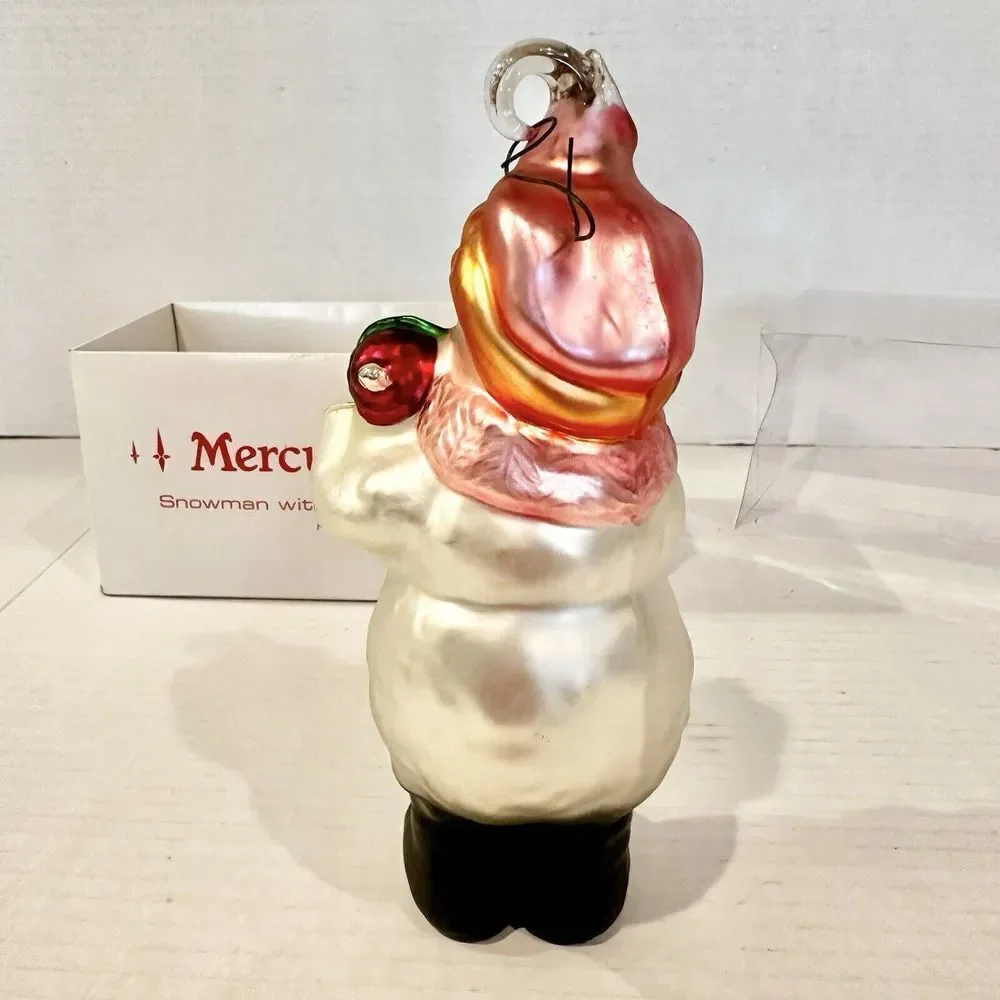 Vintage Department 56 Snowman Blown Mercury Glass‎ Ornament 7